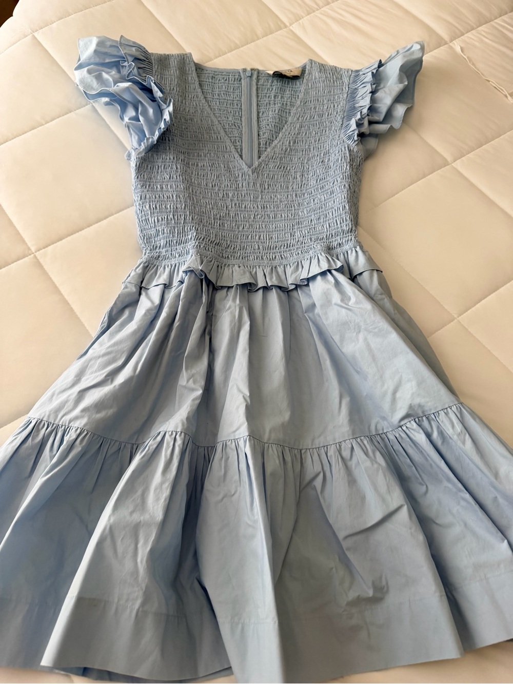Sea New York Light Blue Smocked Tiered Dress with Ruffle Sleeves size 6